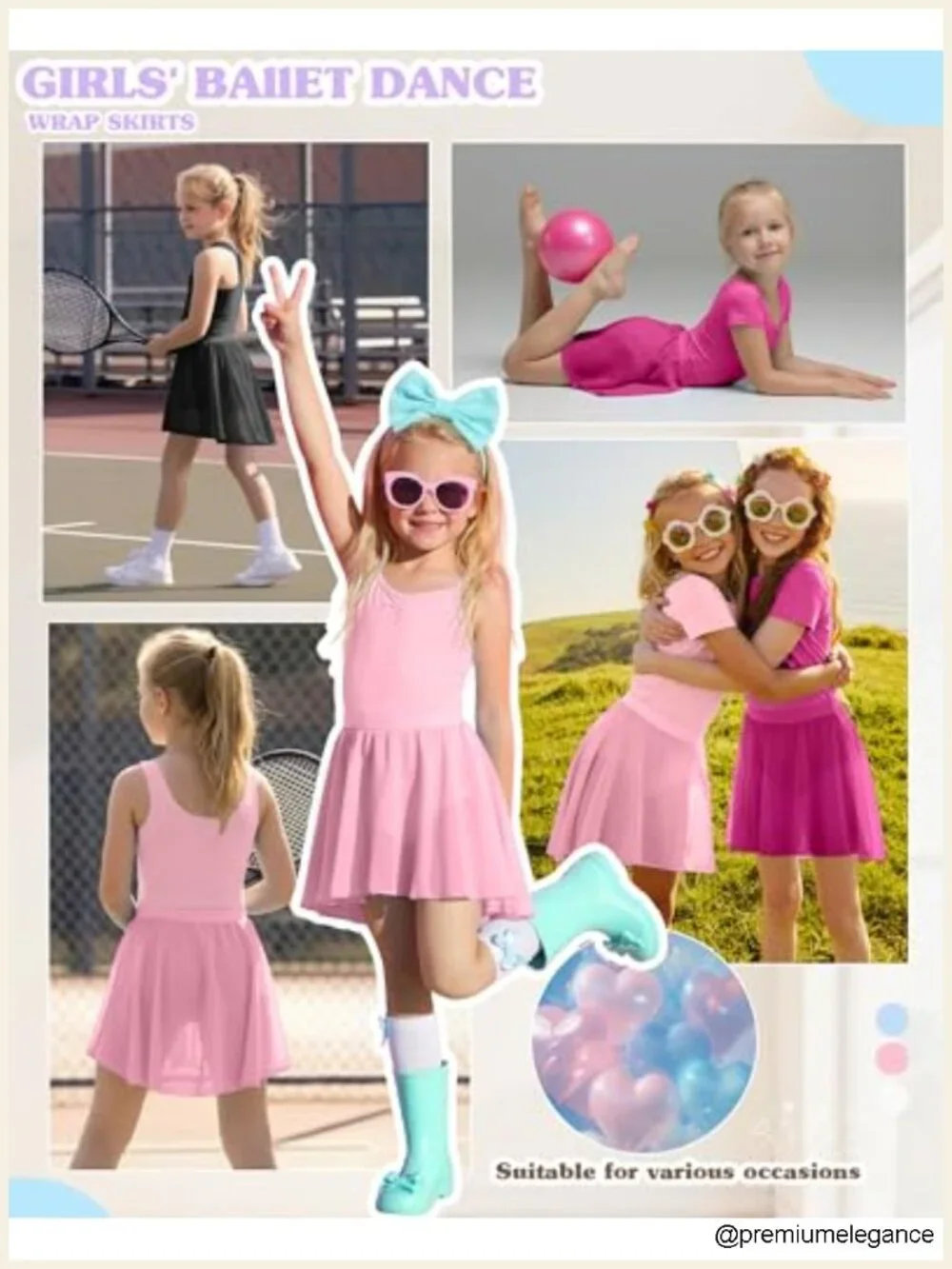 3 Pack Girls Ballet Skirts Dance Wrap Toddler Chiffon Elastic Waist 2-12 Years